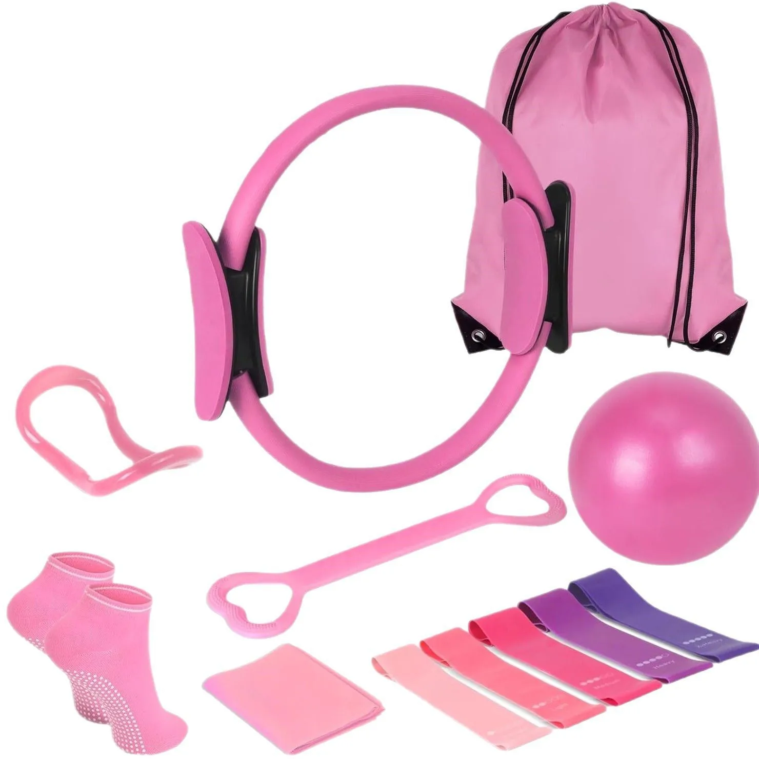Pilates Yoga Resistance Ring - Conjunto de bolas de pilates, faixas